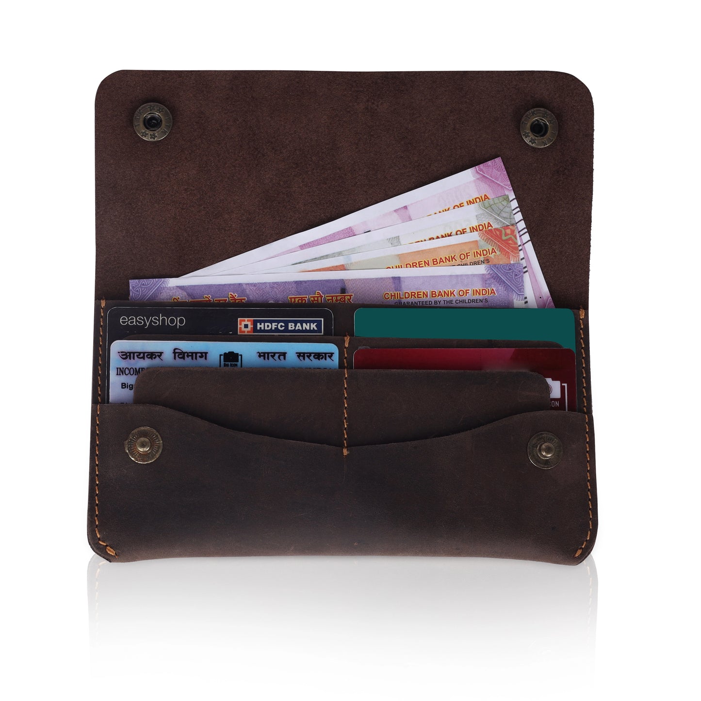 LADIES CLUTCH WALLET IN OIL PULL-UP LEATHER
