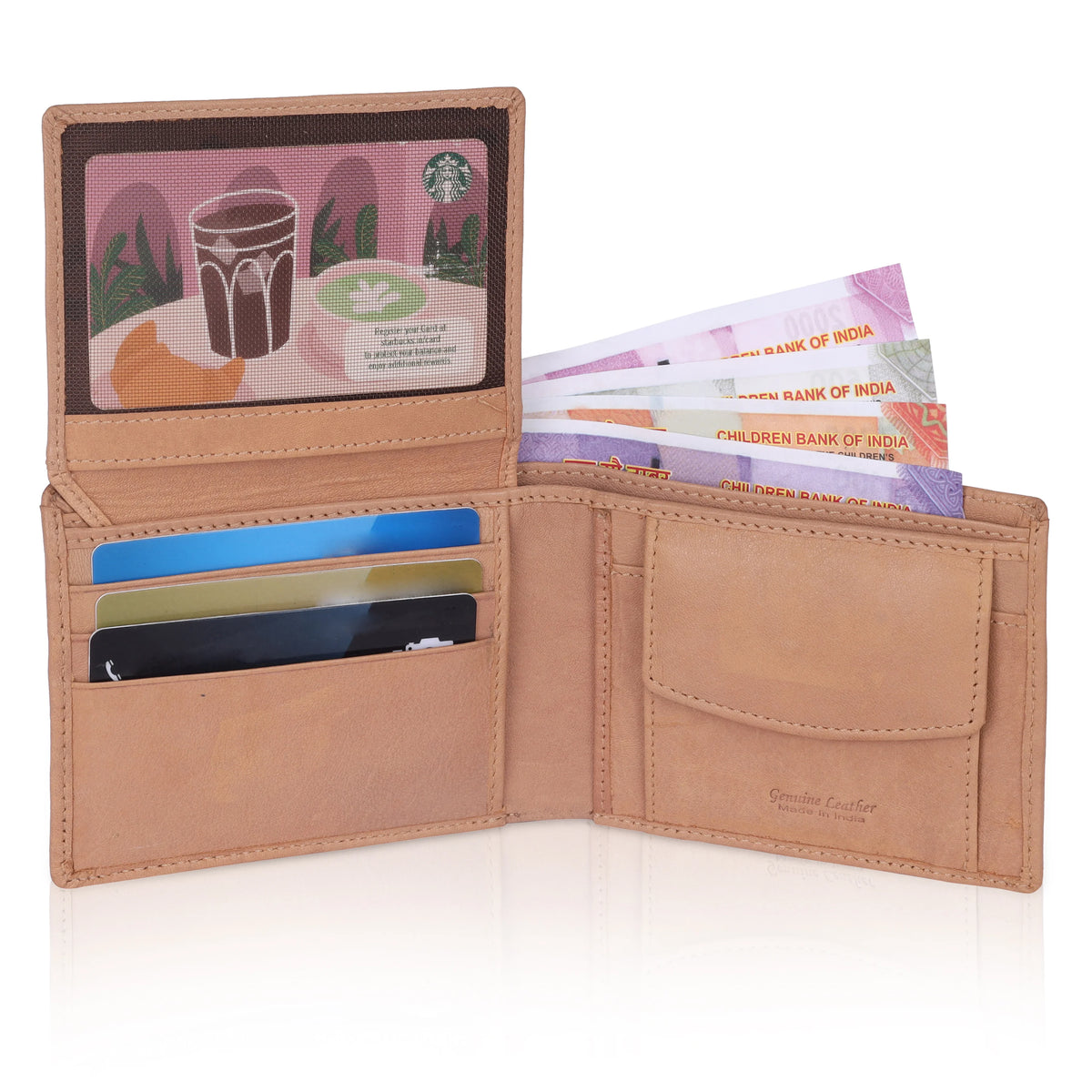 MENS 5LINE DESIGN NEWBUCK LEATHER WALLET