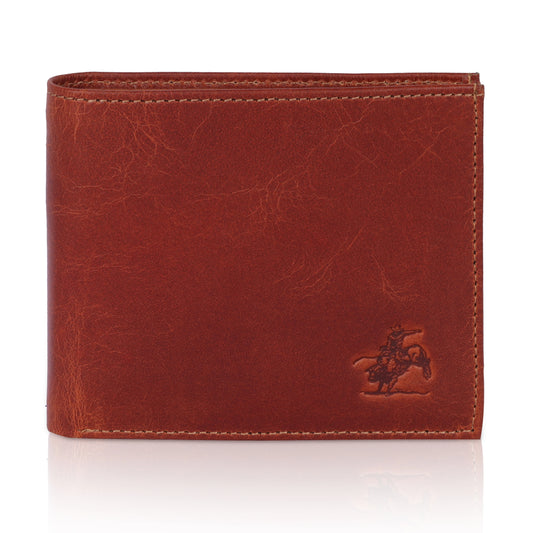 MENS OIL PULLUP CRUNCH LEATHER WALLET WITH 15 CARD SLOTS