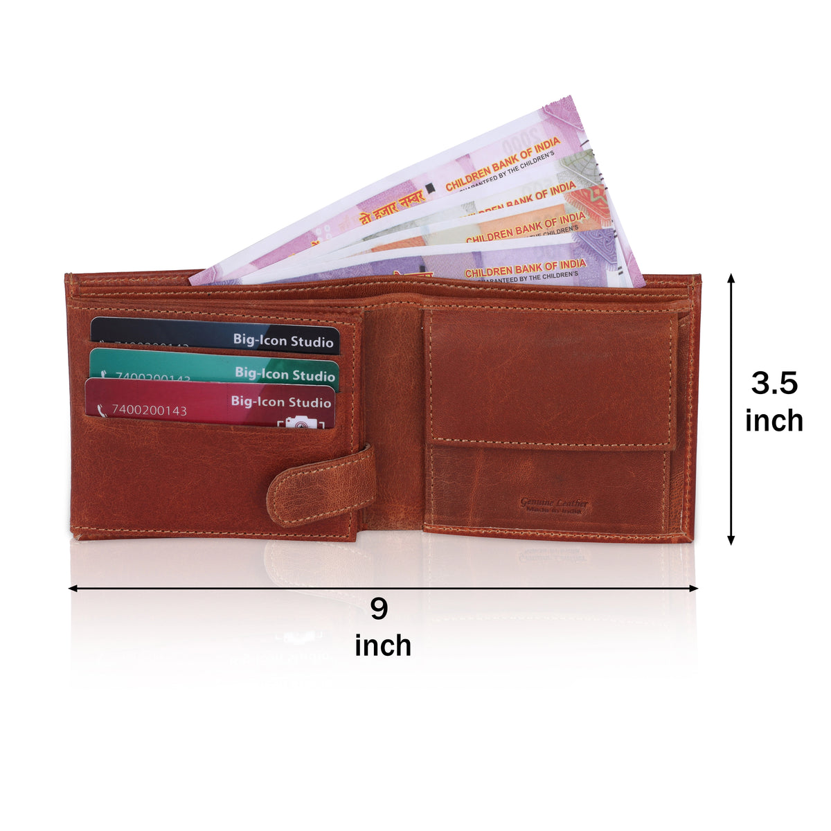 MENS OIL PULLUP CRUNCH LEATHER WALLET WITH 15 CARD SLOTS