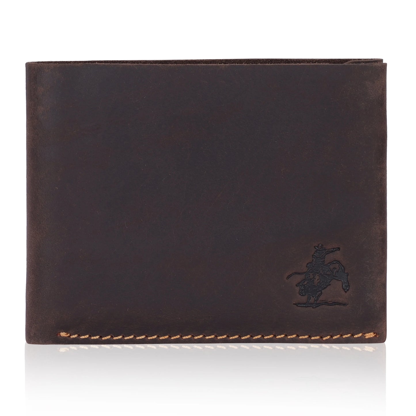 BULL RIDER MENS ANTIQUE LEATHER BUTTON CLOSE WALLET