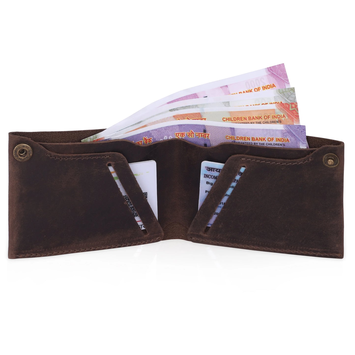 BULL RIDER MENS ANTIQUE LEATHER BUTTON CLOSE WALLET
