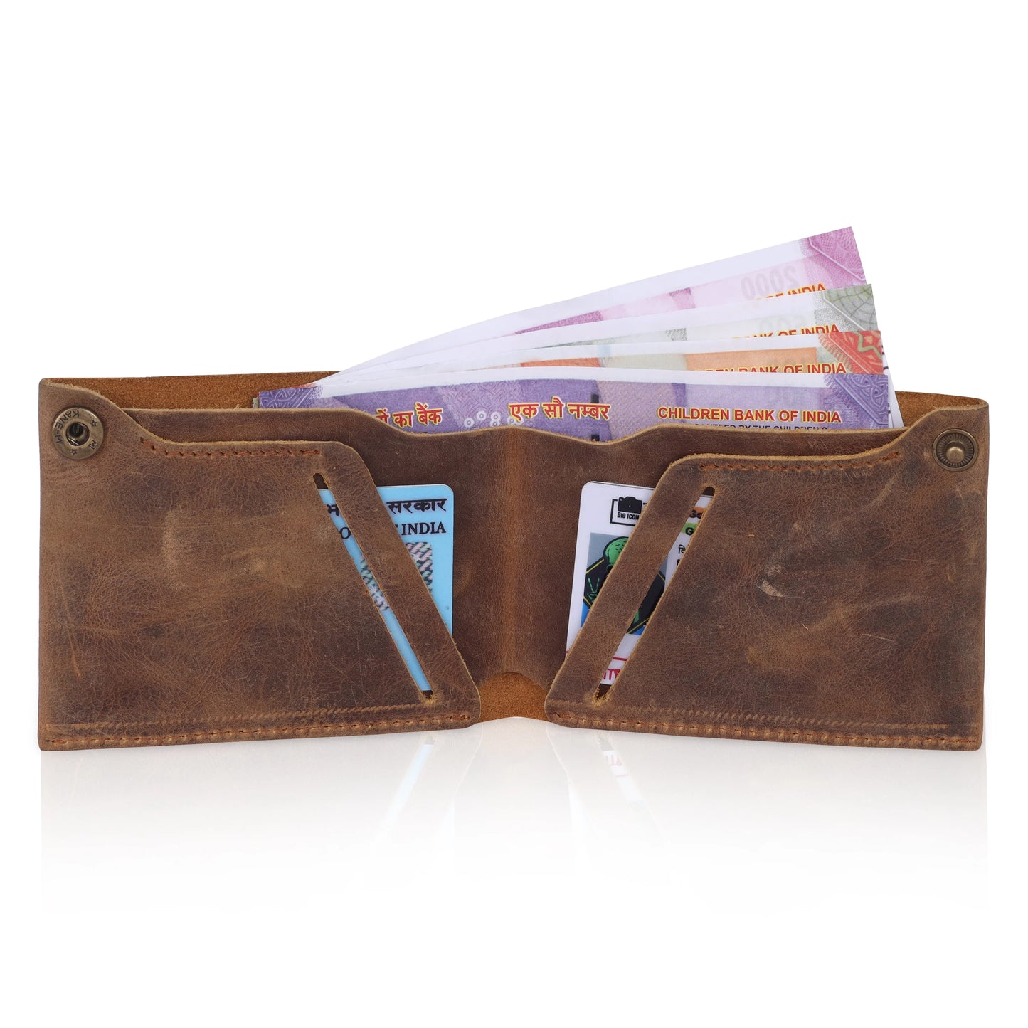 BULL RIDER MENS ANTIQUE LEATHER BUTTON CLOSE WALLET