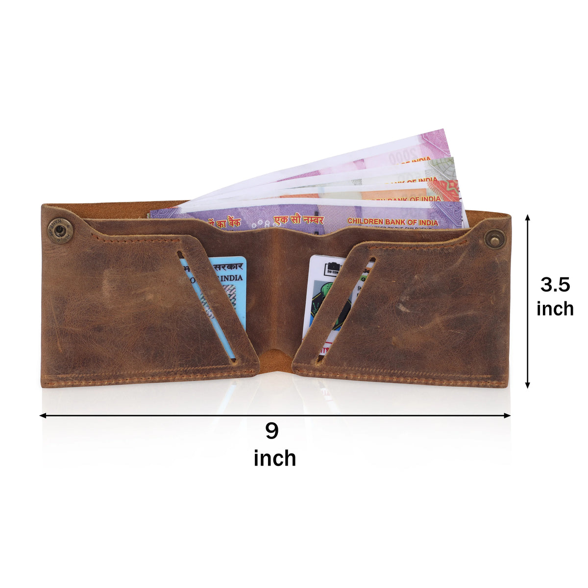 BULL RIDER MENS ANTIQUE LEATHER BUTTON CLOSE WALLET